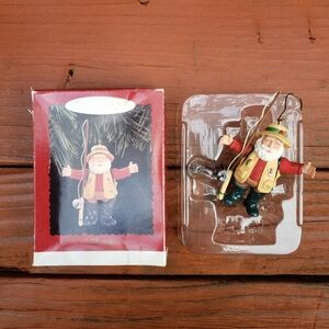 1996 Hallmark Keepsake Ornament - This Big! Fishing Santa - 3.5" TALL